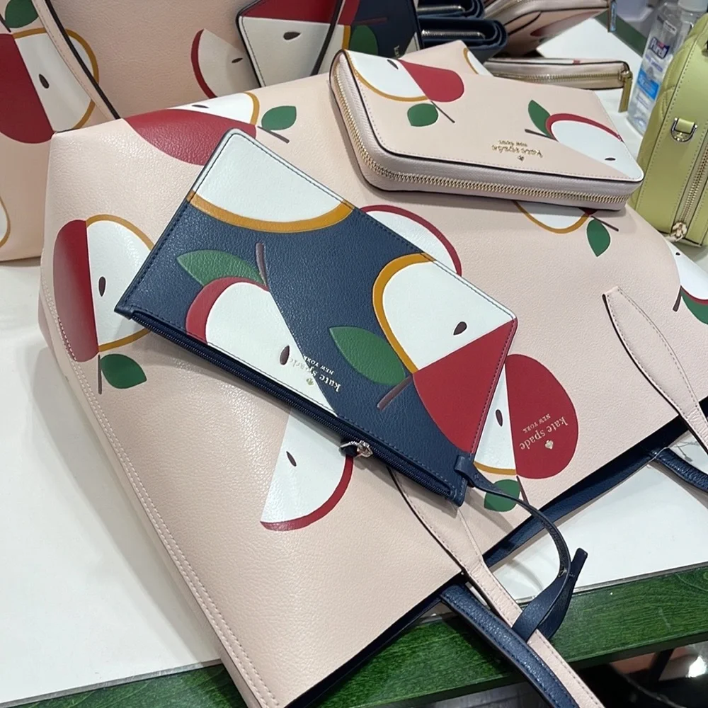 Kate Spade Honeycrisp Large Apple Tote & Honeycrisp Red Apple Continental Wallet - Picture 8 of 16